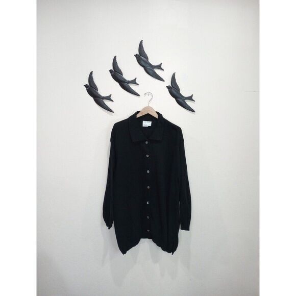 Ulla Popken Plus Size Black 100% Cotton Relaxed Fit Cardigan Sweater 24/26 / 3X - Picture 5 of 9